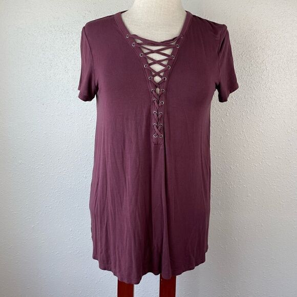 American Eagle Soft & Sexy Maroon T-Shirt Size M EUC - Picture 1 of 7